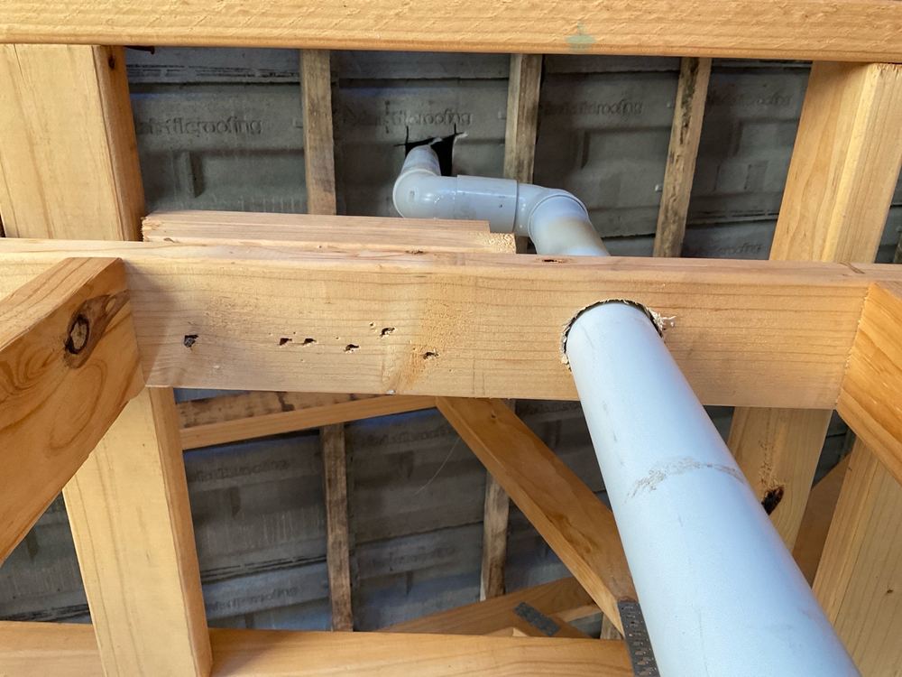 Top plate notched past the limit without the reinforcement it then needs, found during a lock-up stage inspection in Manor Lakes